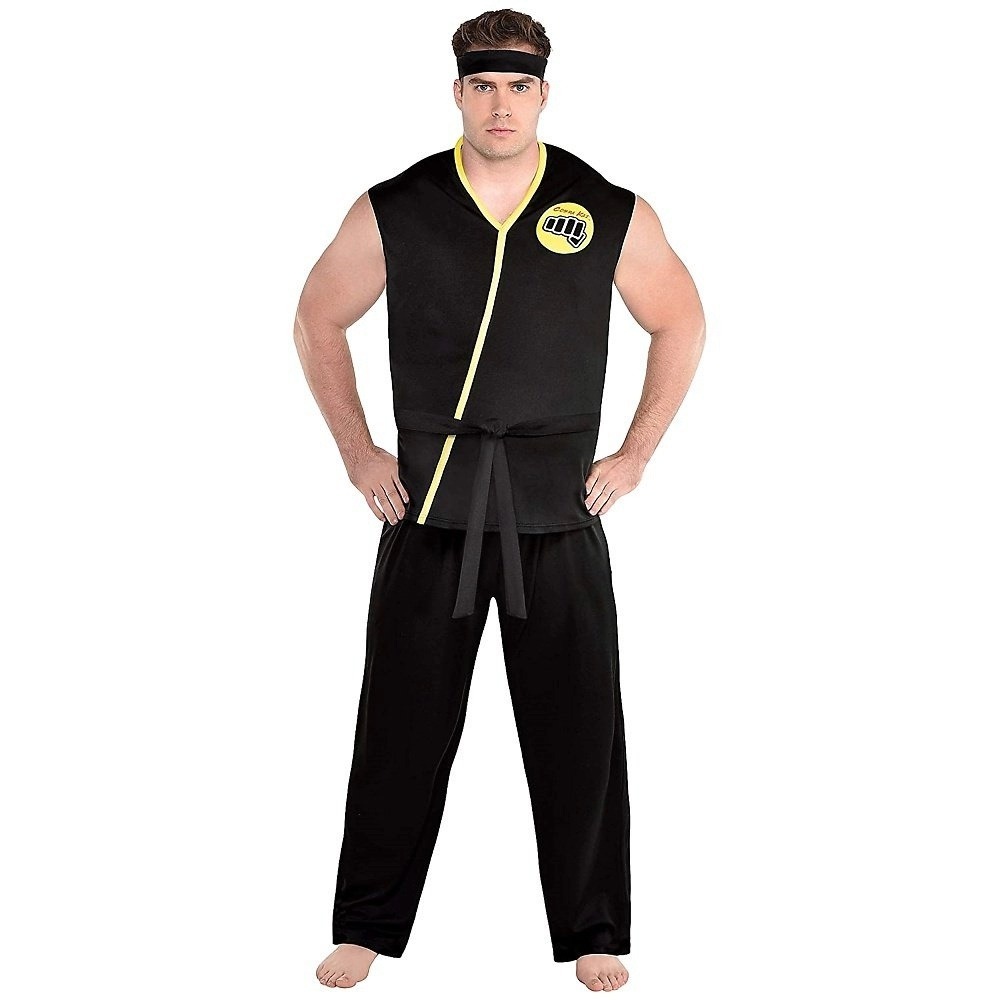 Cobra Kai Karate Kid Costume Men Adult Plus XXL 48-52 Shirt Pants Headband Belt